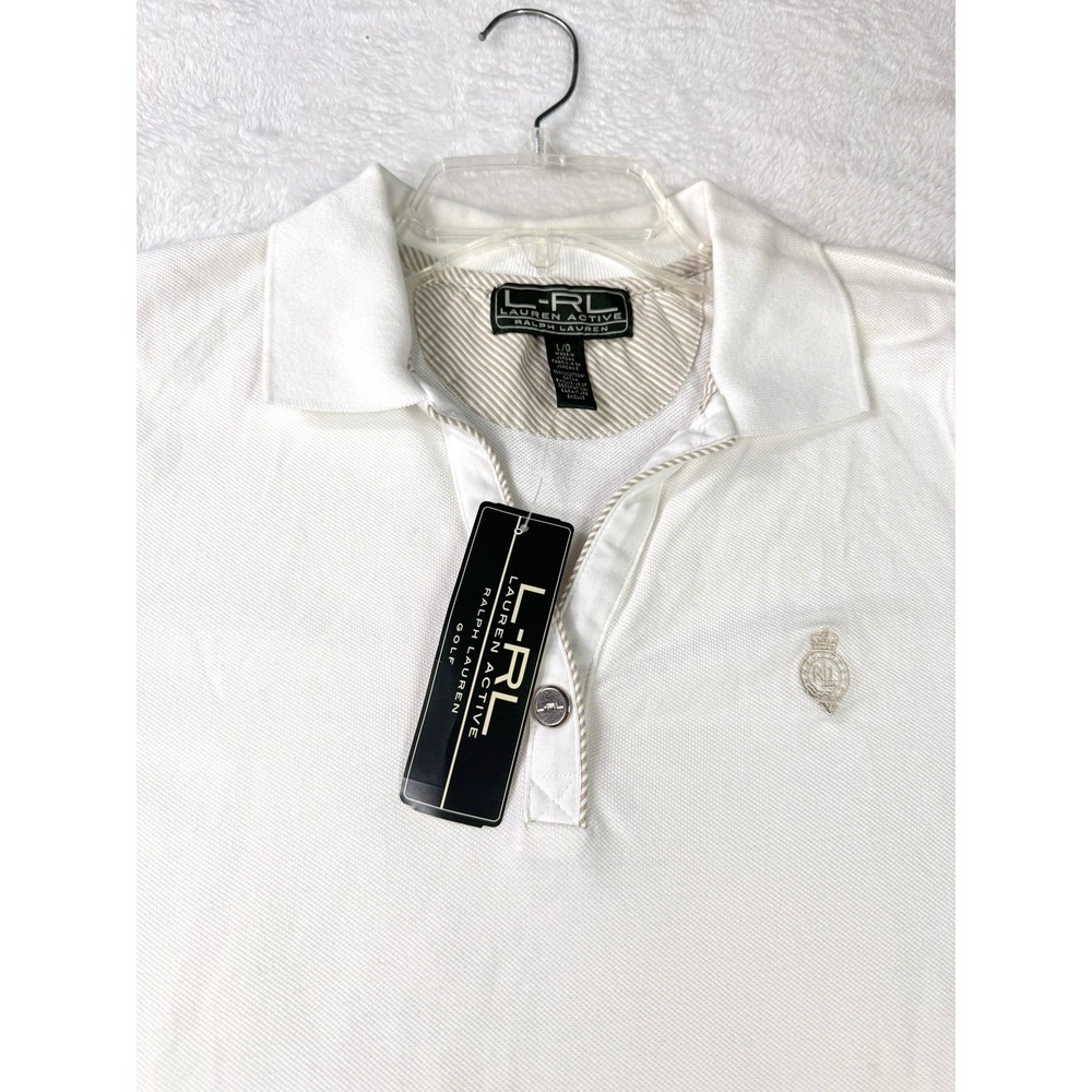 Lauren Ralph Lauren Active Polo Shirt Size Large White 100% Cotton NWT LRL